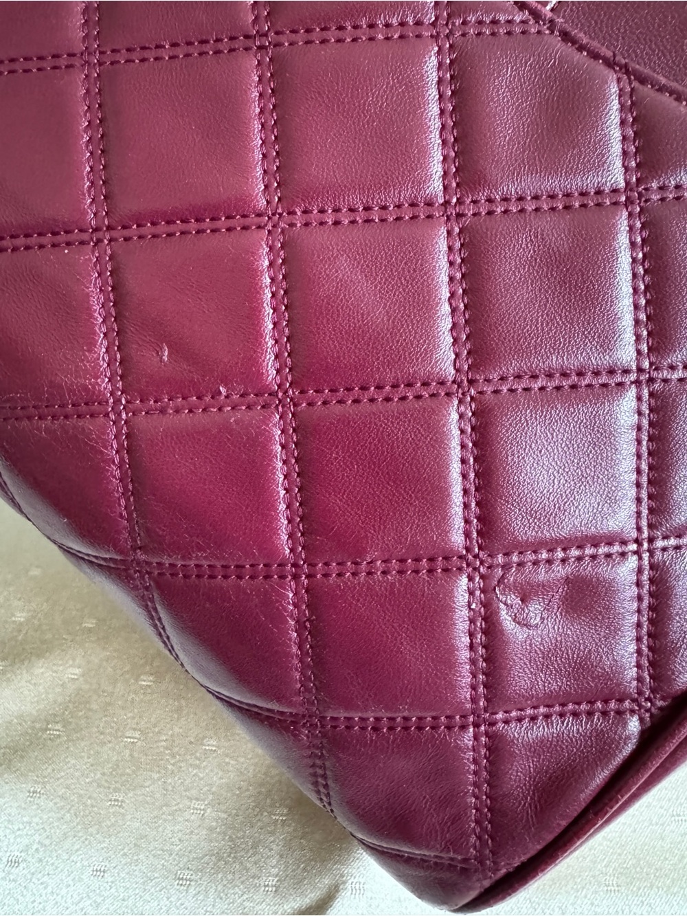 Tory Burch Quilted Leather Tote Shoulder Bag in Burgundy - Picture 8 of 16
